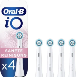 Oral-B iO Gentle Care white replacement brush heads with a four-head retail pack