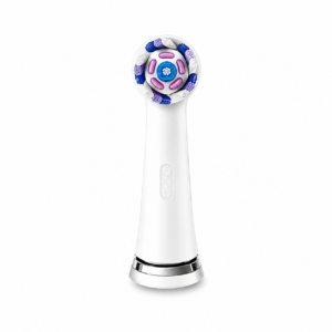 Oral-B iO Radiant White replacement brush head in white with polishing elements